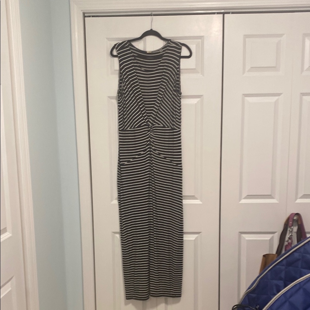 Chic Black and White Striped Maxi Dress